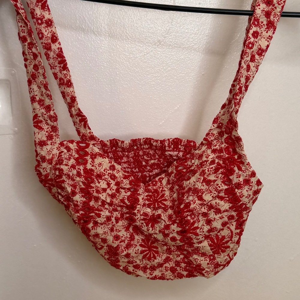 Zara Floral Red and White Top